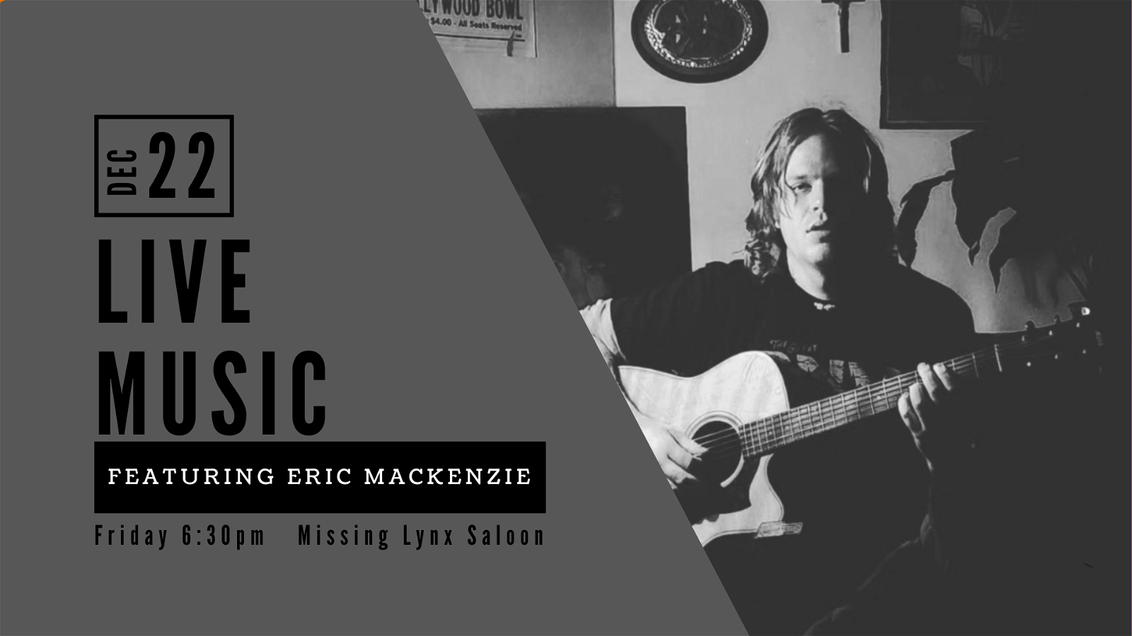 Eric Mackenzie appearing live 12.22.2023 in the Missing Lynx Saloon at Great Divide